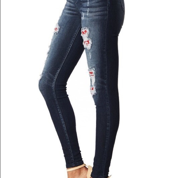 NWT Last 1! Bandana Patch Skinny Jeans - Picture 3 of 5